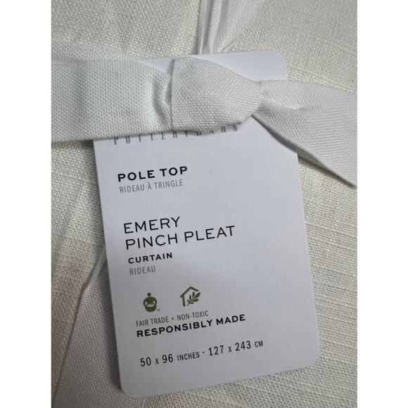 NWT! Pottery Barn Pole Top Lined Emery Pinch Pleat Curtain 50x96 in IVORY - Picture 2 of 7